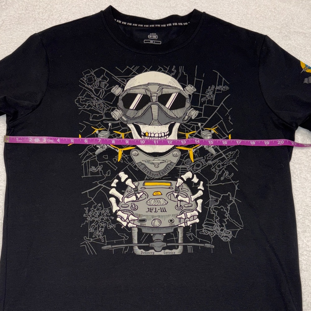 M-Tac T-Shirt Drohnenführer skull drones Ukraine black men’s tee large - Picture 4 of 9